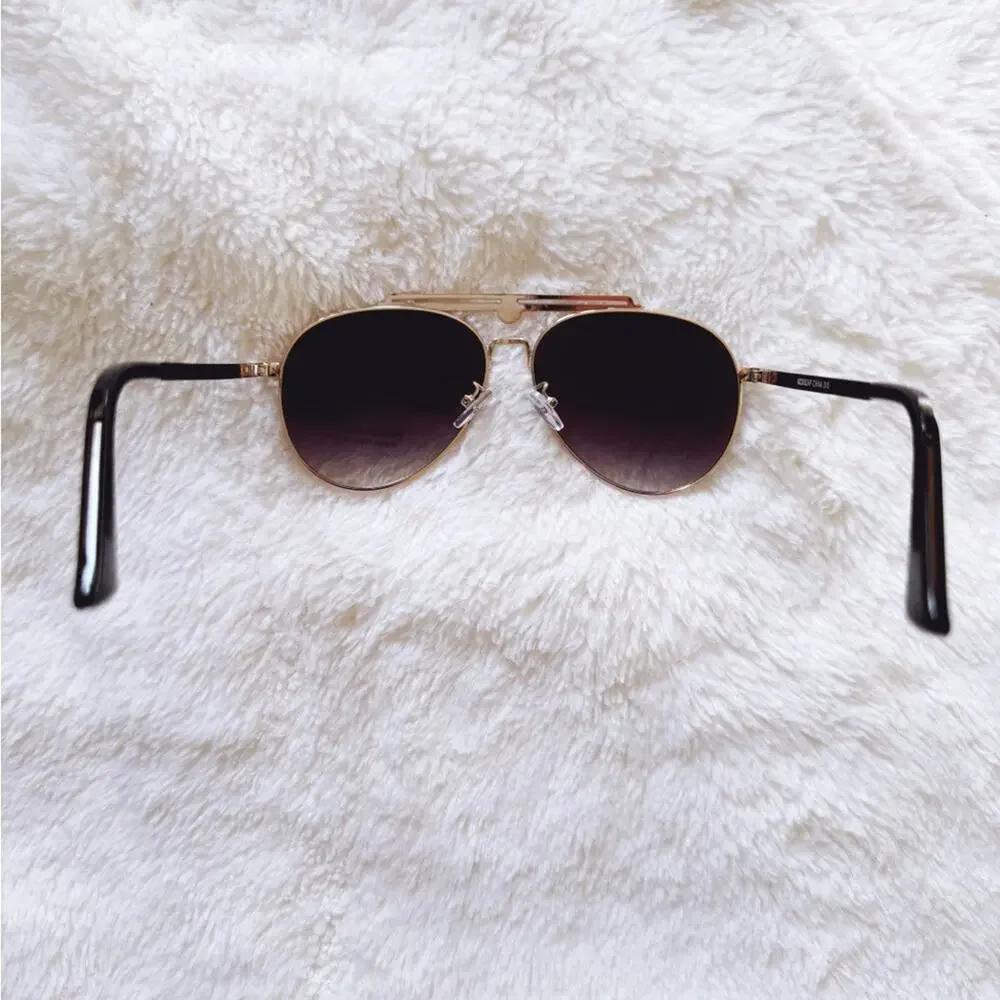 Doug Black W/ Gold Rim Aviator Sunglasses